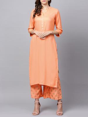 Gota patti tassles kurta foil printed palazzo set - 15435906 - Standard Image - 1