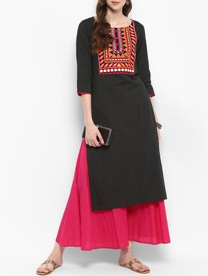 Embroidered kurta palazzo set - 15435916 - Standard Image - 1