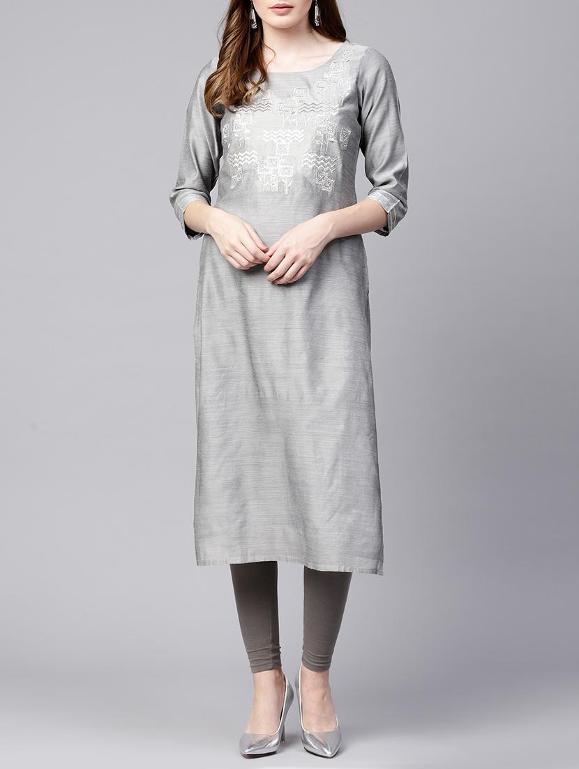 straight pastels embroidered kurta - 15435926 - Zoom Image - 1