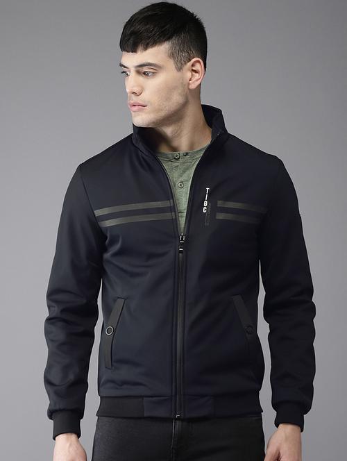 navy blue polyester bomber jacket - 15435938 - Very Small Image - 1