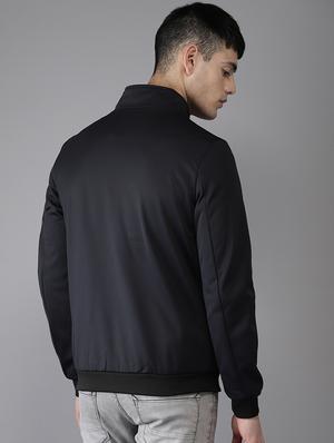 navy blue polyester casual jacket - 15435954 - Standard Image - 3