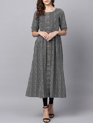 High slit stripes kurta - 15436014 - Standard Image - 1