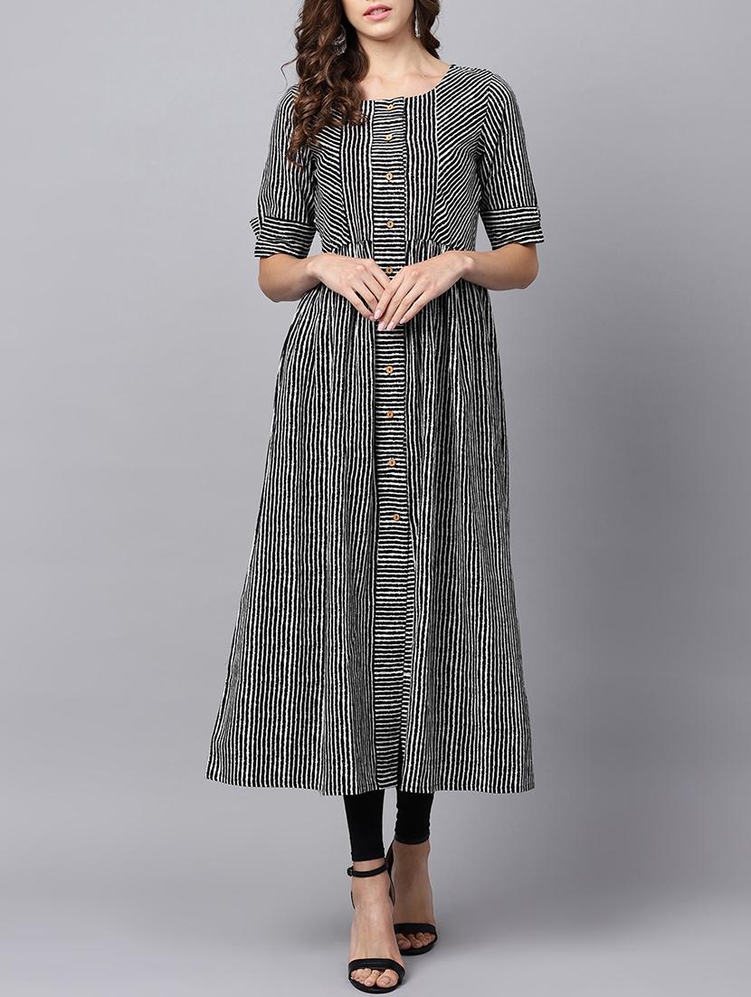 High slit stripes kurta - 15436014 - Zoom Image - 1