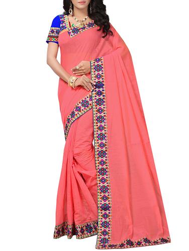 Geometrical lace chanderi saree with blouse - 15436057 - Very Small Image - 1