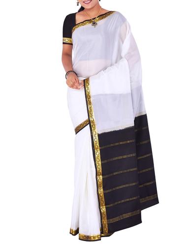 contrast zari border mysore silk saree with blouse - 15436159 - Very Small Image - 1
