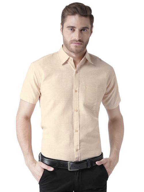 beige khadi cotton formal shirt - 15436248 - Standard Image - 1