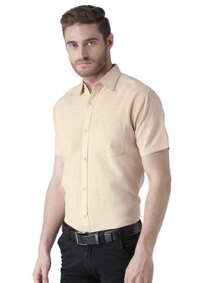 beige khadi cotton formal shirt - 15436248 - Standard Image - 2