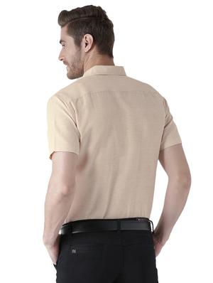 beige khadi cotton formal shirt - 15436248 - Standard Image - 3