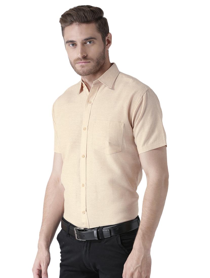beige khadi cotton formal shirt - 15436248 - Zoom Image - 2