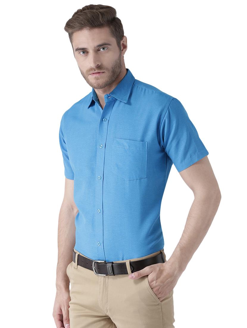 blue cotton formal shirt - 15436249 - Zoom Image - 2