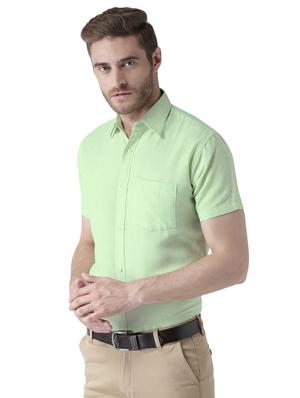 green cotton formal shirt - 15436253 - Standard Image - 2