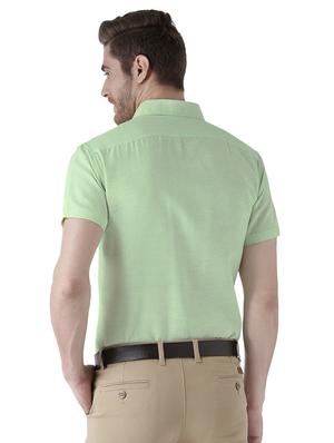 green cotton formal shirt - 15436253 - Standard Image - 3