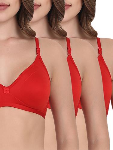 Set of 3 scarlet red solid bras - 15436305 - Very Small Image - 1