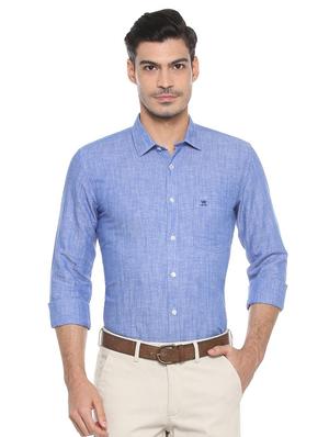 blue cotton casual shirt - 15436624 - Standard Image - 1