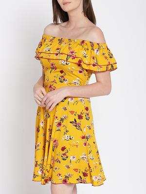 off shoulder floral a-line dress - 15436669 - Standard Image - 2