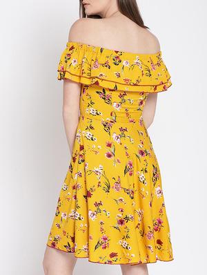 off shoulder floral a-line dress - 15436669 - Standard Image - 3