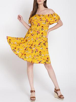 off shoulder floral a-line dress - 15436669 - Standard Image - 4