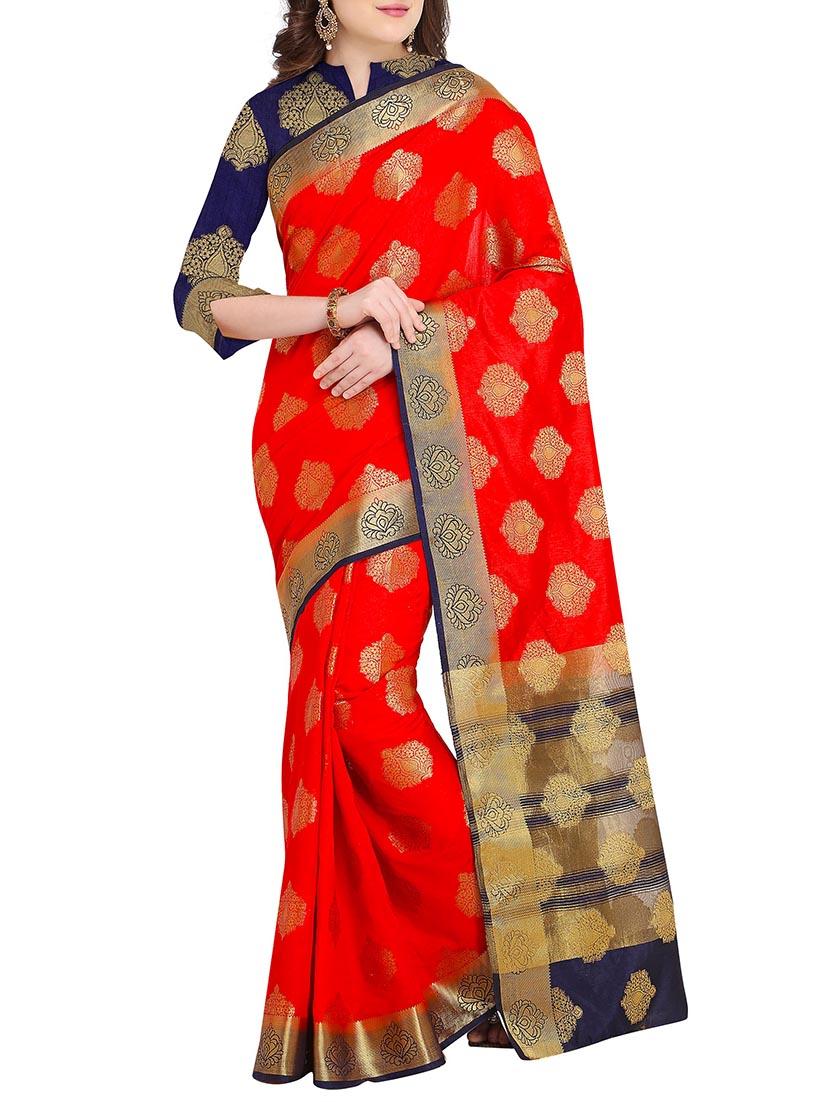 Golden Zari kanjivaram saree with blouse - 15436845 - Zoom Image - 1