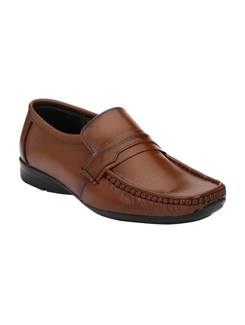 brown leather formal slip ons - 15436979 - Standard Image - 1