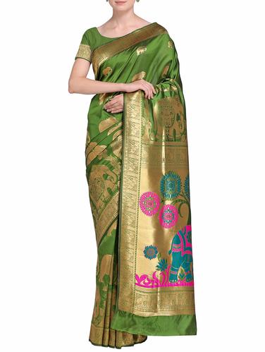 Conversational zari paithani saree with blouse - 15437007 - Very Small Image - 1