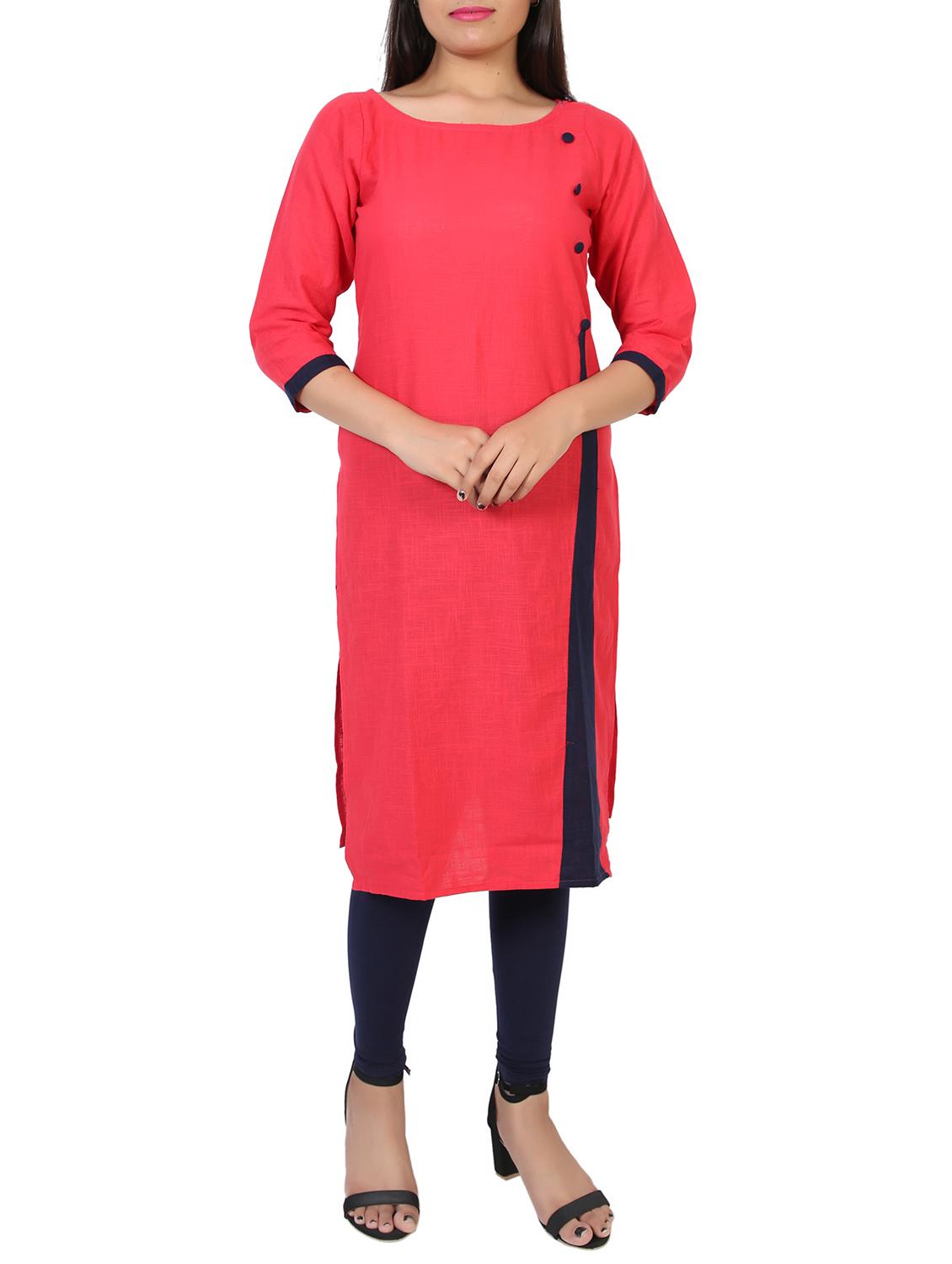 straight color block kurta - 15437919 - Zoom Image - 1
