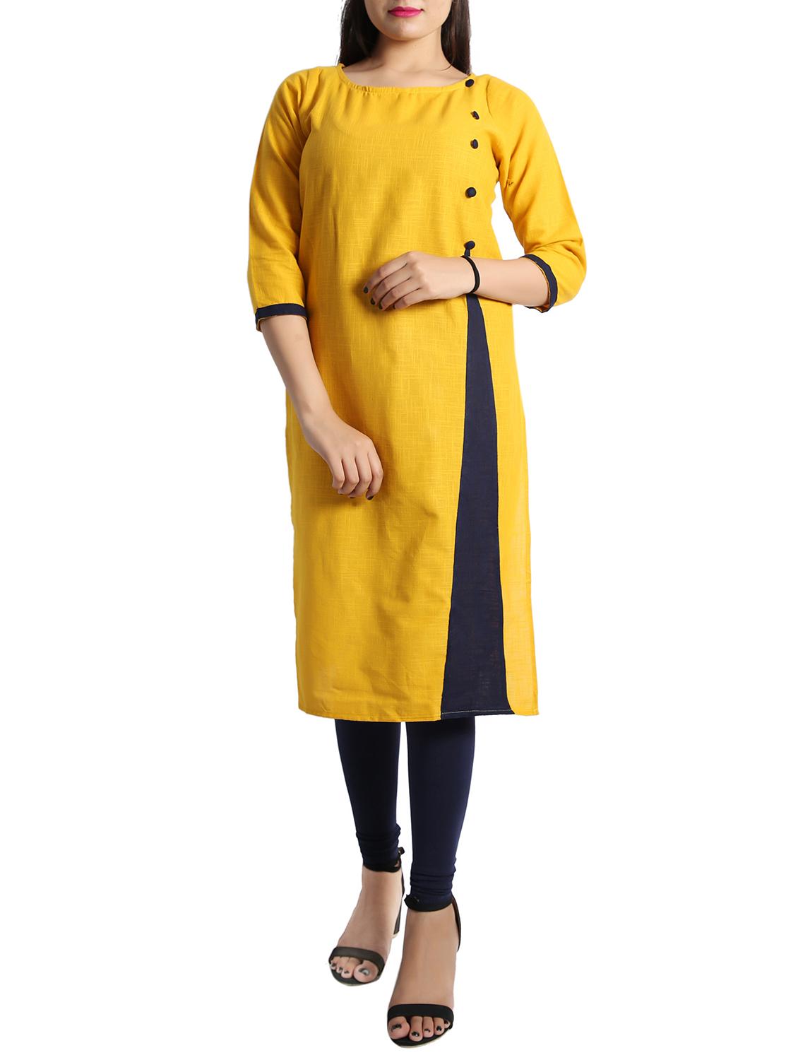 straight color block kurta - 15437920 - Zoom Image - 1