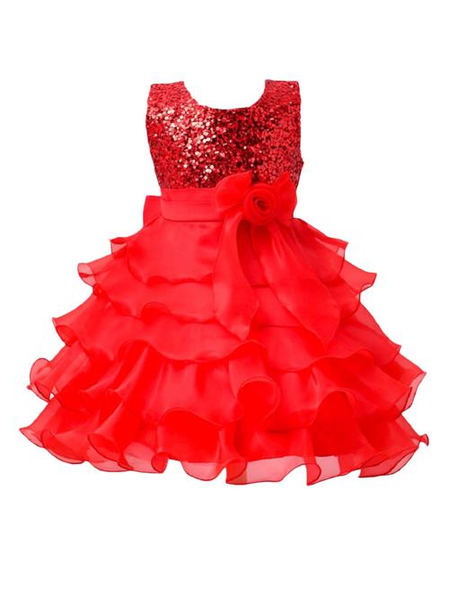 red polyester frock - 15437938 - Standard Image - 1
