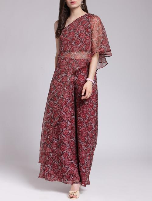 single shoulder top & flared palazzo set - 15438040 - Standard Image - 1