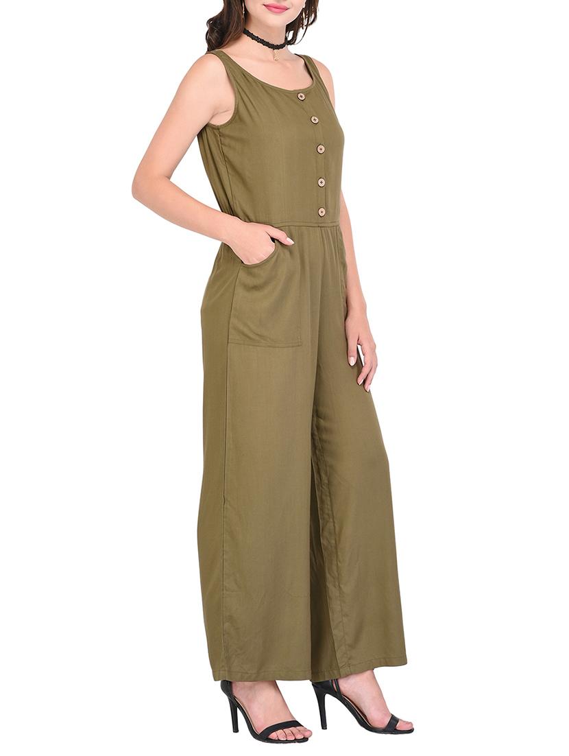 button placket full leg jumpsuit - 15438070 - Zoom Image - 2