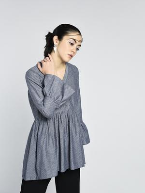 Bell sleeved gathered detail tunic - 15438141 - Standard Image - 1