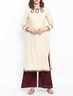 Chanderi kurta with palazzo set - 15438258 - Standard Image - 1