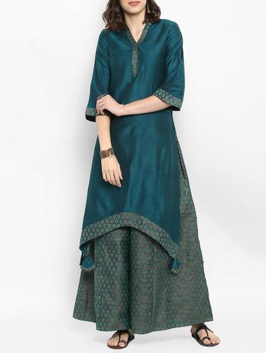 Aasymmetric kurta with skirt set - 15438265 - Very Small Image - 1