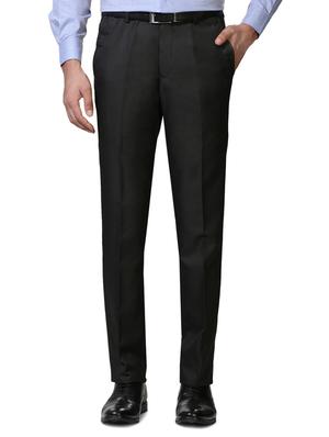 black polyester blend flat front formal trouser - 15438402 - Standard Image - 1