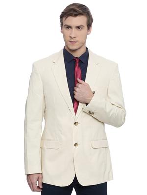beige cotton formal blazer - 15438407 - Standard Image - 1
