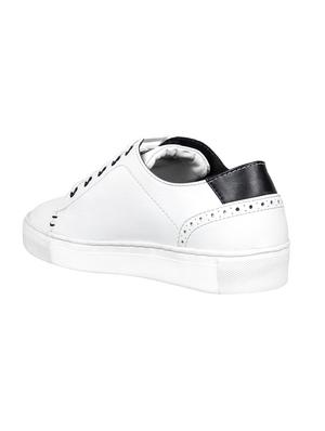 white leatherette lace up sneakers - 15438490 - Standard Image - 3