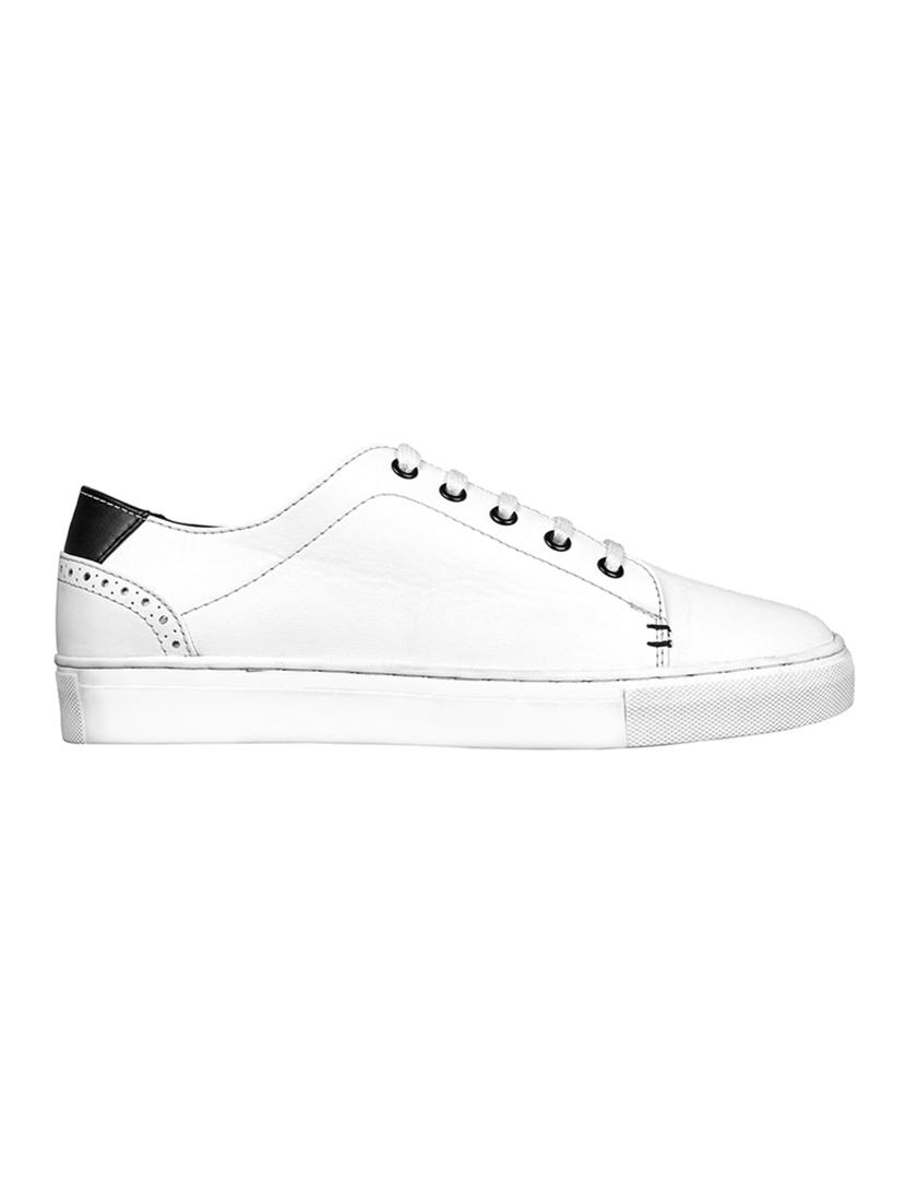 white leatherette lace up sneakers - 15438490 - Zoom Image - 2