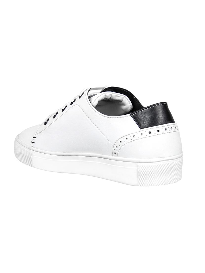 white leatherette lace up sneakers - 15438490 - Zoom Image - 3