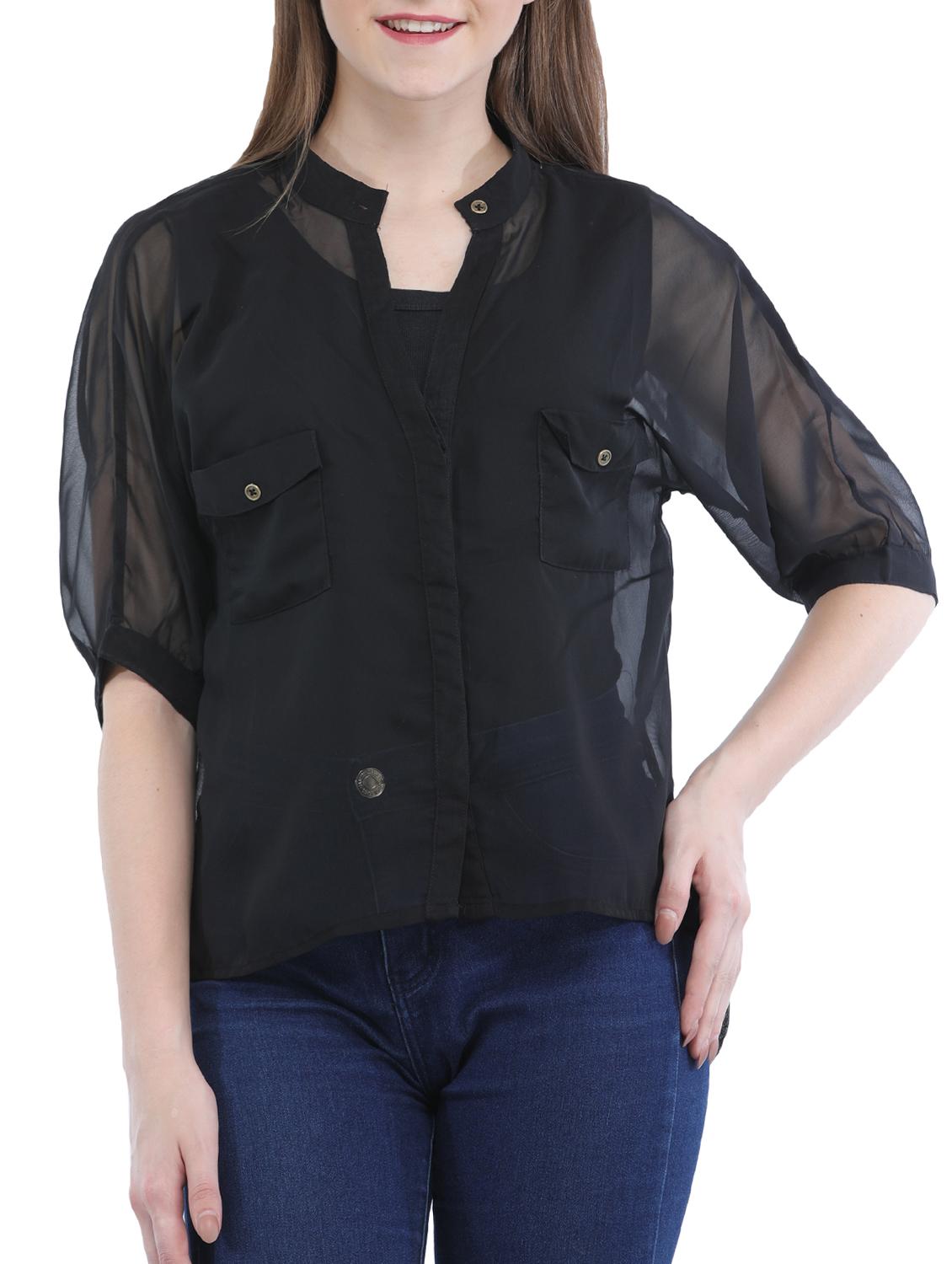 sheer patch pocket detail shirt - 15438726 - Zoom Image - 1