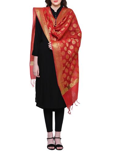 red silk blend dupatta - 15438749 - Very Small Image - 1