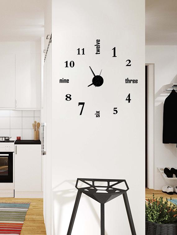 Designer Self Adhesive Innovative DIY (Do It Yourself) Analog Wall Clock - (Black) - 15438764 - Zoom Image - 1