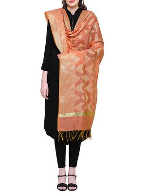 orange silk blend woven dupatta - 15438867 - Standard Image - 1