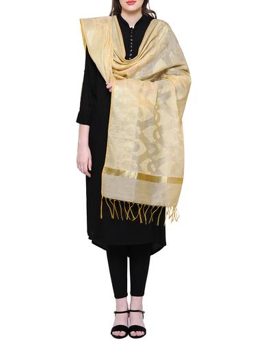 beige silk blend woven dupatta - 15438960 - Very Small Image - 1