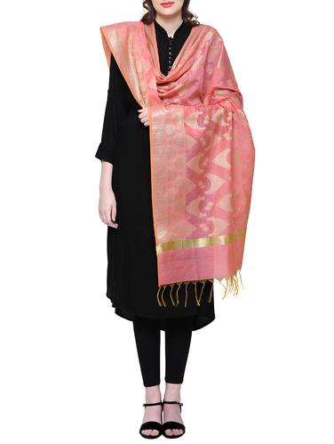 pink silk blend woven dupatta - 15438963 - Very Small Image - 1