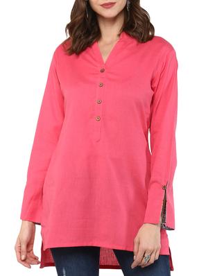 button down solid tunic - 15439022 - Standard Image - 1