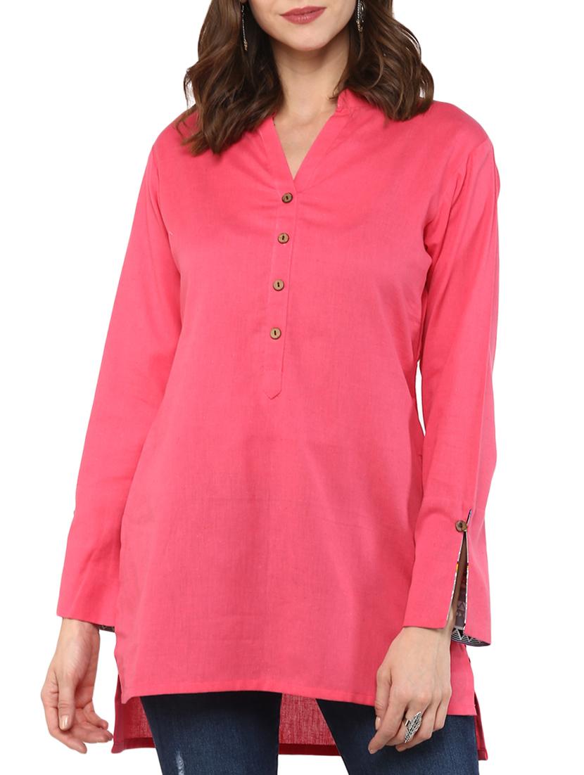 button down solid tunic - 15439022 - Zoom Image - 1