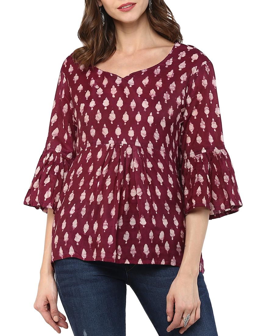 bell sleeve batik print tunic - 15439023 - Zoom Image - 1