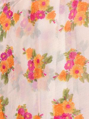 floral printed chiffon saree with blouse - 15439107 - Standard Image - 2