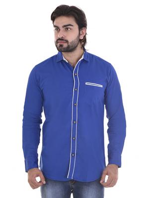 blue cotton casual shirt - 15439253 - Standard Image - 1