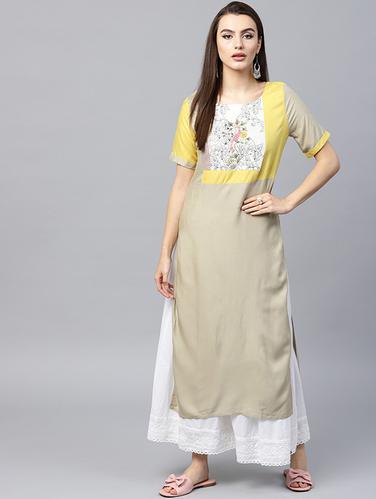 Embroidered straight kurta - 15440537 - Very Small Image - 1
