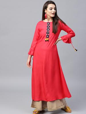 Embellished a-line kurta - 15440541 - Standard Image - 1